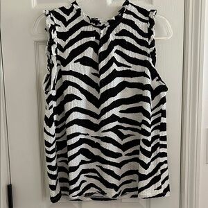 LOFT Black and White Zebra Print Blouse